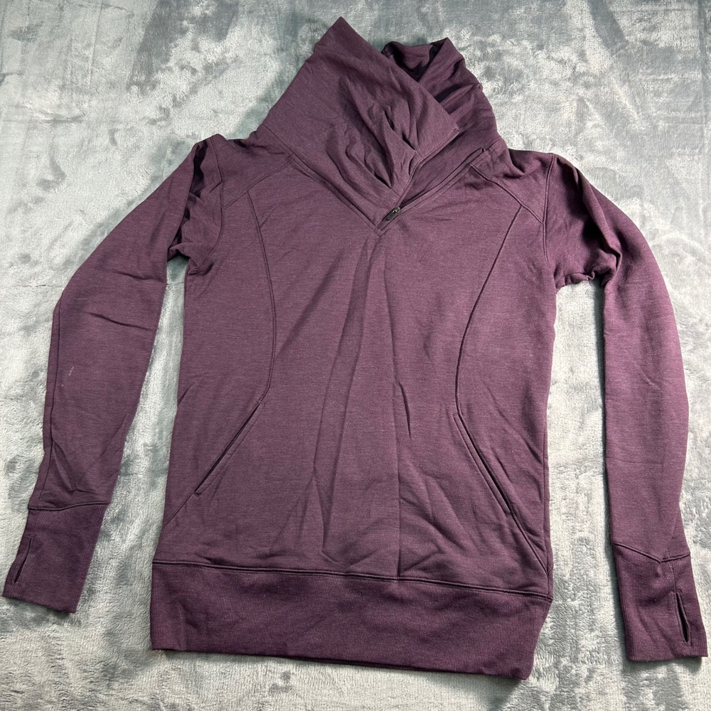 Zella Womens Cowl Neck‎ Thumbhole Pullover Sweatshirt Purple Size S